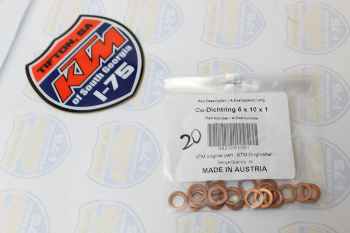 0603061001 CU-SEAL RING DIN7603-6X10X1 SOLD AS EACH